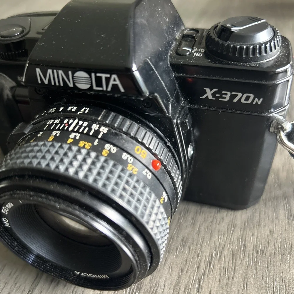 Minolta X-370n 35mm Film Camera MD 50mm f/1.7 Lens Auto Winder Grip READ As Is